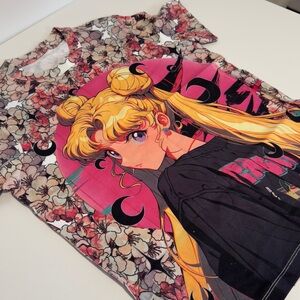 Sailormoon floral graphic tee
